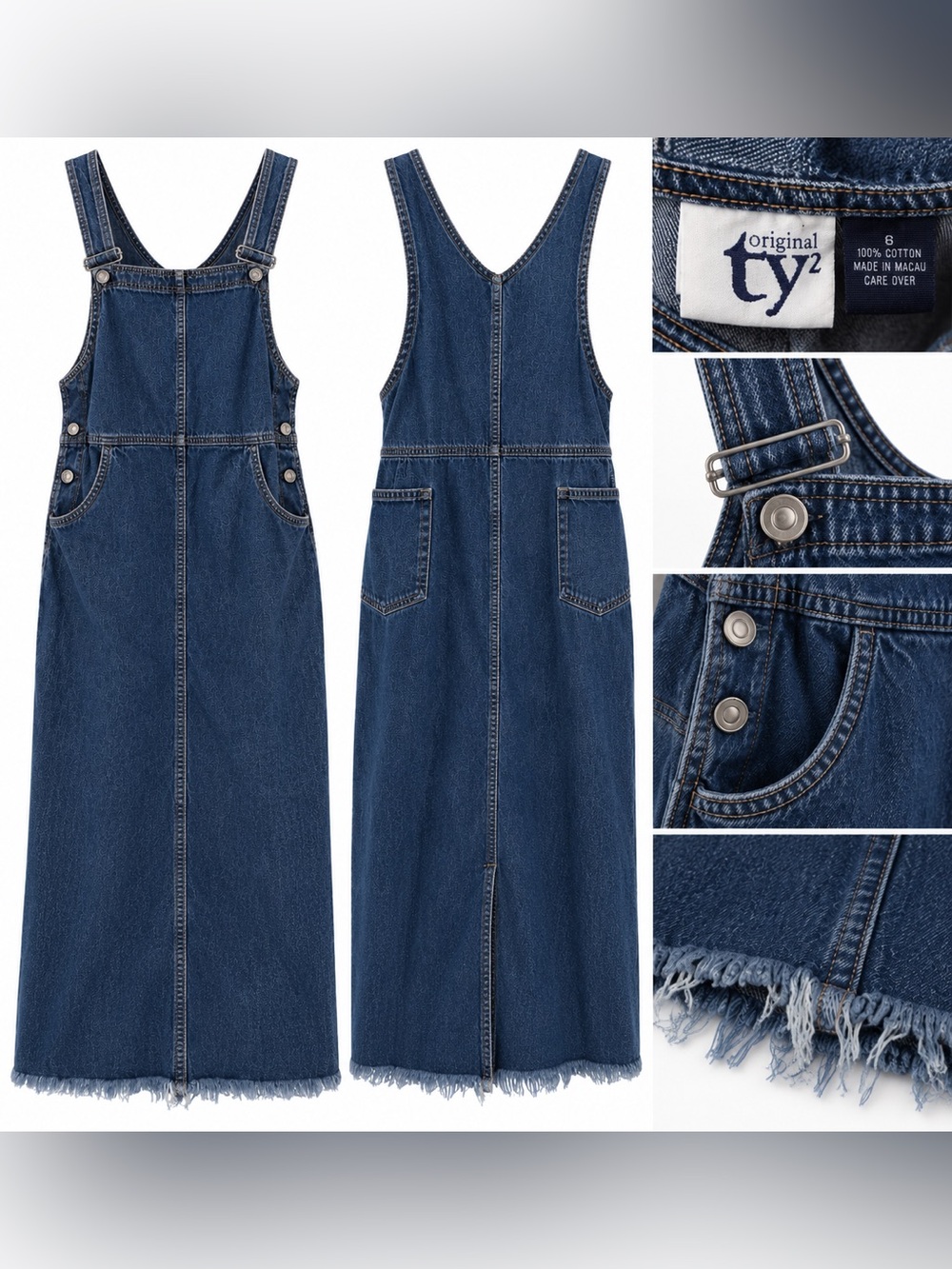 Vintage TY2 Denim Maxi Overall Dress – Size 6